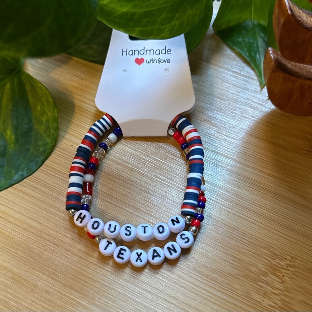 Houston Texans Football Fan Bracelet Set‎ - Flexible Fit - Sports Jewelry